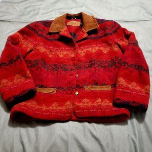 Woolrich Vintage Wool Jacket Red Blue Yellow Lined